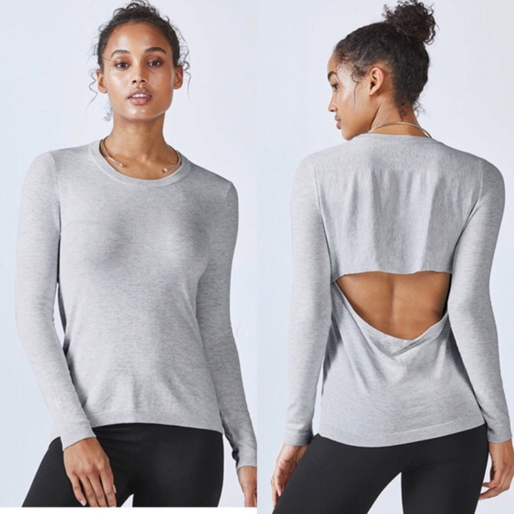 FABLETICS Light Grey Sweater Cutout Back
